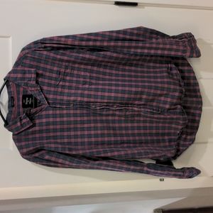 Long Sleeve Plaid Button Up Men's Shirt Purple Blue Large Regular Fit Stitch Fix